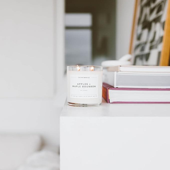 Calyan Wax Co. 2 Wick Candle, Apples + Maple Bourbon Scented Candle, 37 Hour Burn Time, Aromatherapy Soy Candles, Non Toxic & Vegan Soy Wax, Glass Tumbler Scented Candles, 8.8oz - Bloomnest