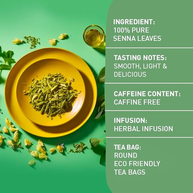 HANDPICK, Senna Tea Bags (50 Count) Non-GMO, Caffeine Free, Senna Leaves- Mild Taste | Premium Round Eco-conscious Tea Bags - Bloomnest