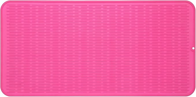 Silicone Dish Drying Mat for Multiple Usage,Easy clean,Eco-friendly,Heat-resistant Silicone Mat for Kitchen Counter or Sink,Refrigerator or Drawer Liner Rose 5XL 36inches x 18inches - Bloomnest