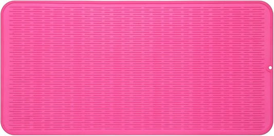 Silicone Dish Drying Mat for Multiple Usage,Easy clean,Eco-friendly,Heat-resistant Silicone Mat for Kitchen Counter or Sink,Refrigerator or Drawer Liner Rose 5XL 36inches x 18inches - Bloomnest