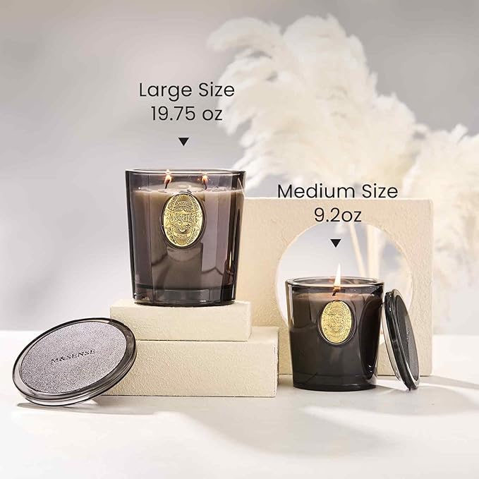 M&SENSE Natural Soy Candle | Oud Wood & Black | 9.2 oz, 50H Burn Time | Luxury Scented Candle for Relaxation, Gifting, Home Décor | Ideal for Bedroom, Office, Party Ambiance - Bloomnest