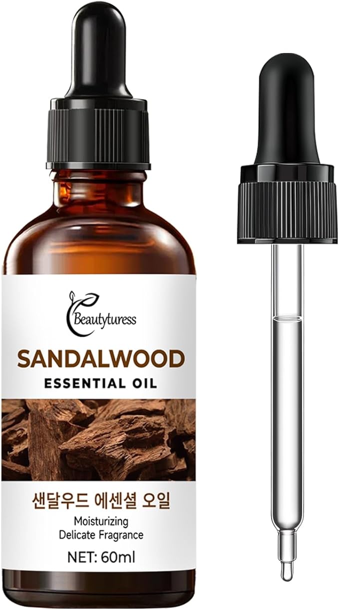 Sandalwood Essential Oil – Natural Premium Grade Aromatherapy Oil, Skin Care – Undiluted Therapeutic Oil with Dropper, 60ml Amber Glass Bottle OKADY