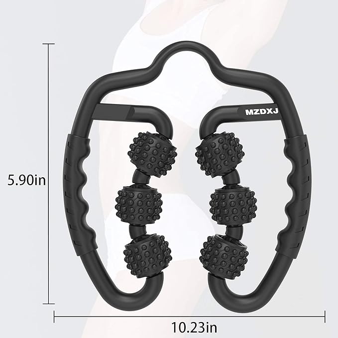 Cellulite Massage Tool Muscle Roller - Deep Fascia Massager & Dimpled Skin Remover for Legs, Thighs & Buttocks - Anti-Cellulite Roller, Smooth Skin, Pain Relief（Black - 6 Wheel） - Bloomnest