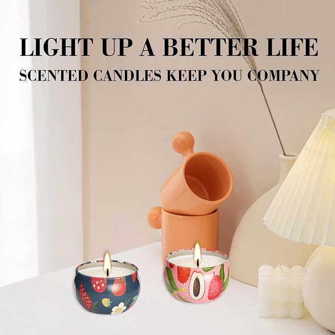 2Pack Scented Candle-2.2oz Aromatherapy Candles,Long Lasting Burn-Strawberry and Litchi Scented Candle Gifts for Man,Women,Soy Wax Candle Prefect for Home Decor, Stress Relief - Bloomnest