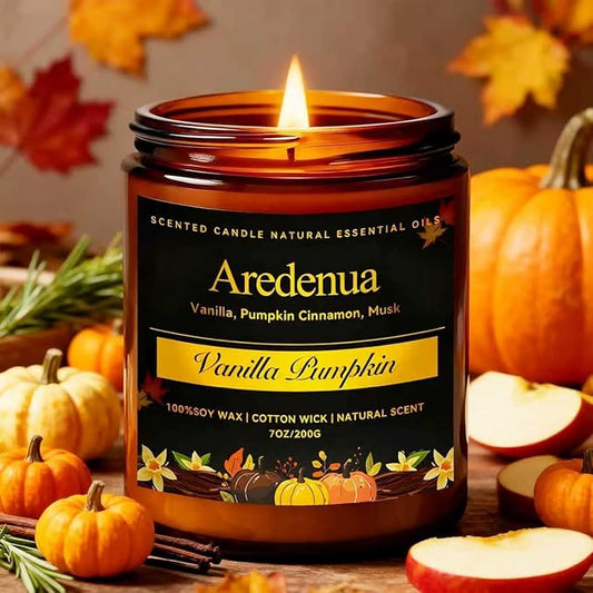 Fall Candles | Vanilla Pumpkin Scented Candle - Scented Candles for Autumn, 7oz Autumn Soy Candle with 50hr Burn Time, Holiday Thanksgiving Fall Gifts for Women Men - Bloomnest