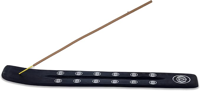 Bless-International Traditional-Handmade-Burner Wooden-Incense-Stick-Holder Ash-Catcher-Stand for-Aromatherapy-Meditation-Yoga (Black Strength) 10 Inches, Pack of 1 - Bloomnest
