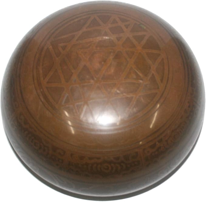 613 SB B' Note Crown Chakra Healing Antique Tibetan Auspicious Symbol Singing Bowl Set (5.6 inch Diameter) - Bloomnest