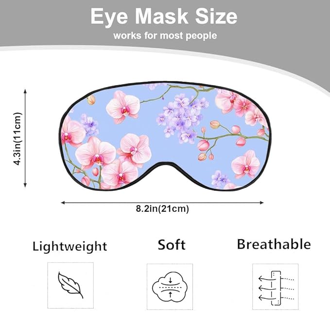 Purple Pink Orchid Flowers Silk Sleep Mask with Adjustable Strap for Travel, Nap, Shift Work, Office - Bloomnest