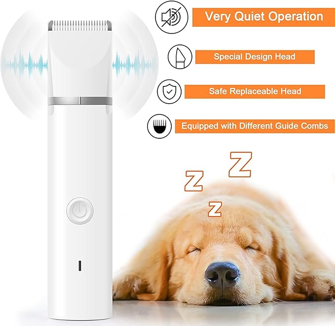 Dog Clippers Grooming Kit Hair Clipper-Low Noise Paw Trimmer- Rechargeable - Cordless Quiet Nail Grinder Shaver for Cats and Other Pets - Bloomnest