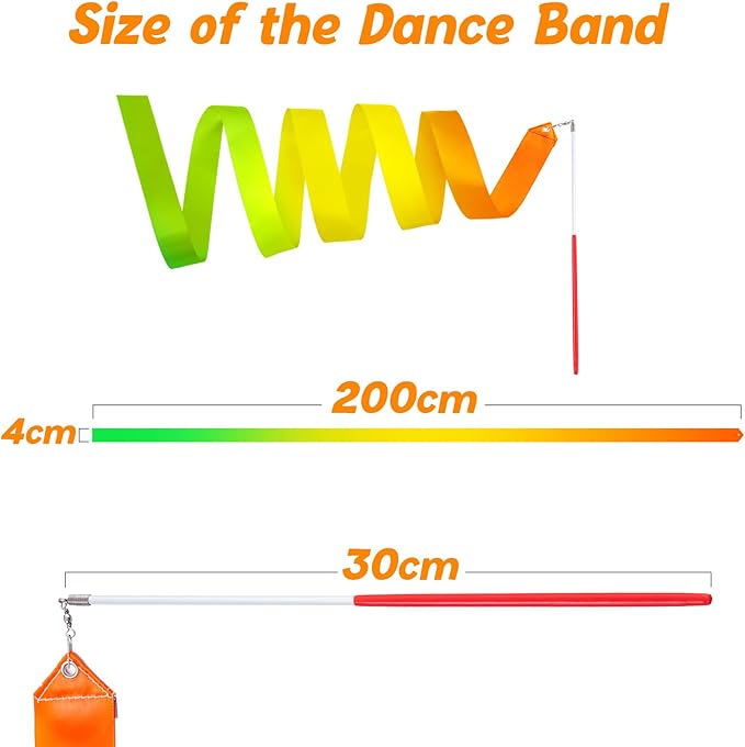Cikyner Gymnastics Ribbon, 2 Pack Colorful Gymnastics Band with Stick, Dance Band Children Rainbow Band for School and Home Game, Ideal for Girls on Children's Birthday Party or Christmas - Bloomnest