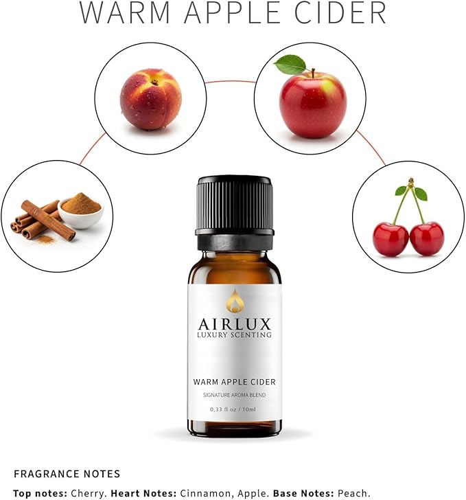 Signature Aroma Oil No. 16 Warm Apple Cider – Aroma Oil for Cold Air & Waterless Diffusers and DIY Crafts – 10 mL, 0.34 fl oz Glass Bottle Airlux