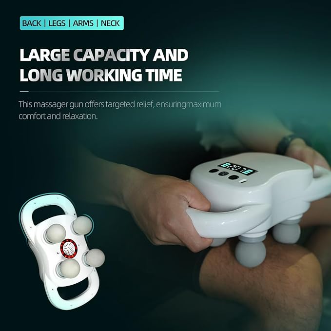DEITY Massage Gun Deep Tissue, 4 Heads Handheld Electric Body Massager, Percussion Massager for Pain Relief, Perfect Gifts for Man Women, White - Bloomnest