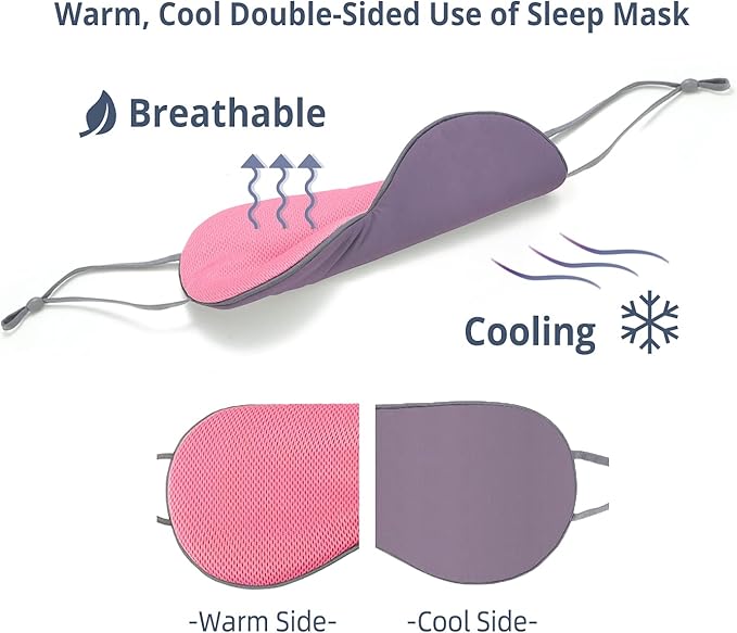 Sleeping Mask 2 Pack, Warm, Cool Double-Sided Use of Sleep Mask, Super Soft Blindfold with Adjustable Strap, Block Out Light, Comfort Sleep Eye Mask for Travel Meditation Nap - Bloomnest