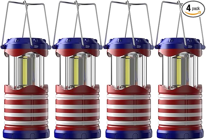 Lichamp LED Camping Lantern, 4 Pack Battery Powered Flashlight for Power Outages, Portable Collapsible Hanging Light Essential for Home, Outdoor, Emergency Lamp Survival Kit Gear for Hurricane, I4AF - Bloomnest