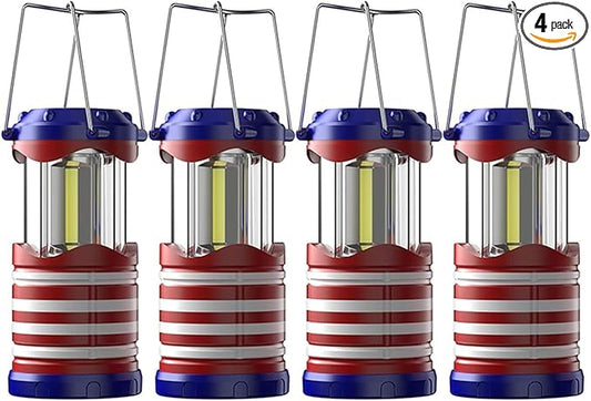Lichamp LED Camping Lantern, 4 Pack Battery Powered Flashlight for Power Outages, Portable Collapsible Hanging Light Essential for Home, Outdoor, Emergency Lamp Survival Kit Gear for Hurricane, I4AF - Bloomnest