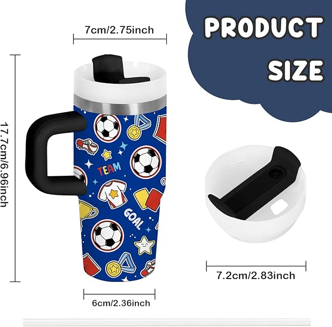 Sports Gifts for Kids - 14oz Blue Kids Sports Tumbler with Handle and Straw, Stainless Steel Insulated Water Cup, for Sport, School, Travel - Sport Lovers Gift for Children Birthday Gift Cup(1pc) - Bloomnest