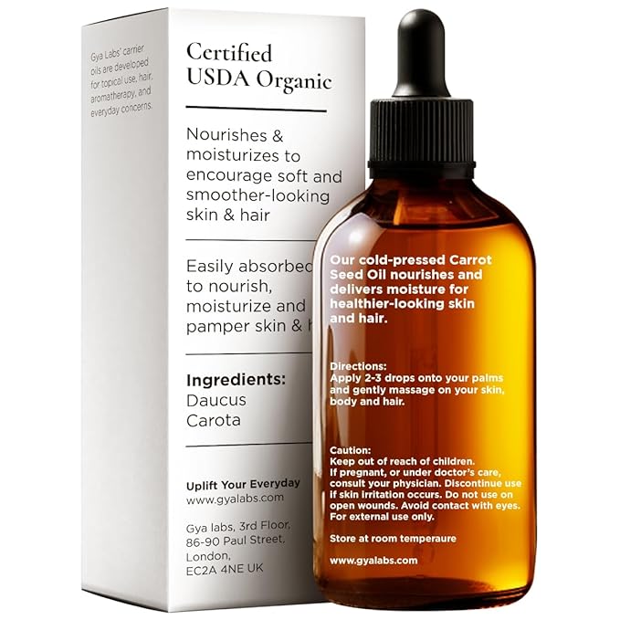 Gya Labs Carrot Seed Carrier Oil - 1 Fl Oz - for Hair, Skin, Face, Scalp & Body Massage - Bloomnest