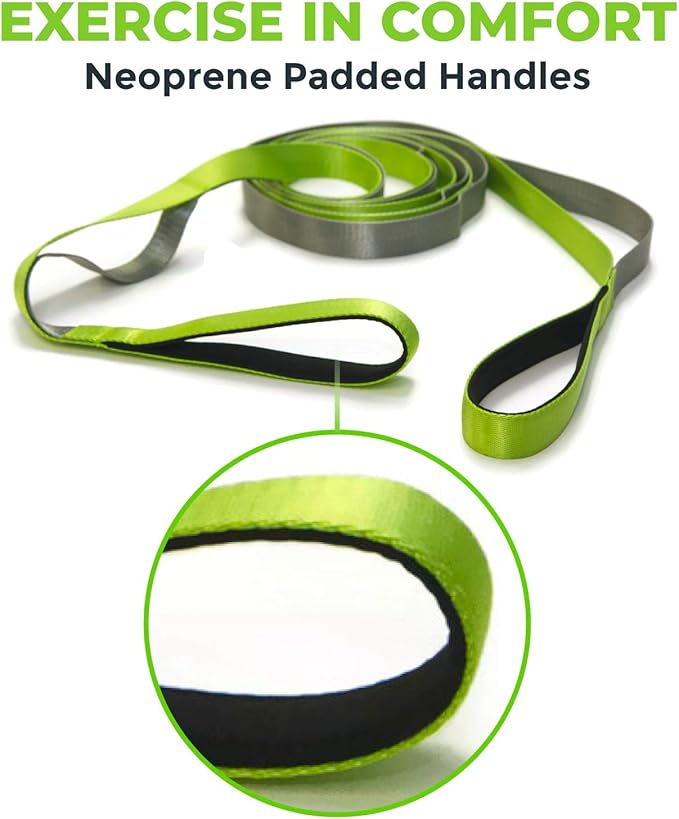 Gradient Fitness Stretching Strap for Physical Therapy, 12 Multi-Loop Stretch Strap 1" W x 8' L, Neoprene Handles, Physical Therapy Equipment, Yoga Straps for Stretching, Leg Stretcher. - Bloomnest