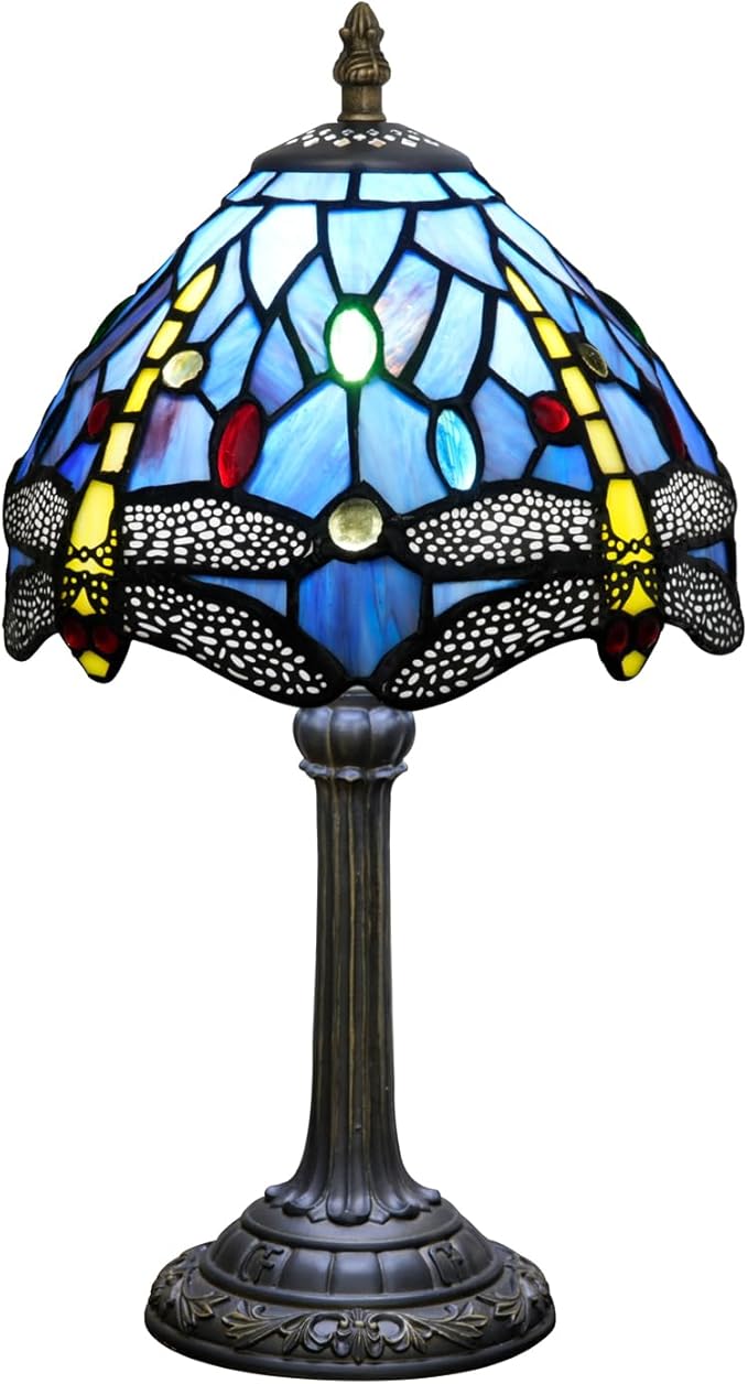 Tiffany Lamp Stained Glass lamp Small Bedside Table Lamps for Living Room Bedroom Dorm Kitchen Home Decor Festival Birthday Gift,Dragonfly - Bloomnest