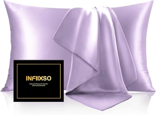INFIIXSO Mulberry Silk Pillow Case King Size, Silk Pillowcase with Hidden Zipper 20"x36", Extraordinary Smooth and Soft Pillow Cases for Hair and Skin(Lavender, 1 Pack) - Bloomnest