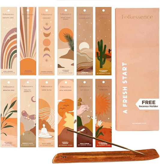 Folkulture Incense Sticks (240Sticks) | Pack of 12 Premium Incense for Yoga, Meditation, Aromatherapy | No Charcoal, Organic, Non Toxic, 45 Mins, Long Burning Palo Santo, Sandalwood, Insence-Sticks FOLKULTURE