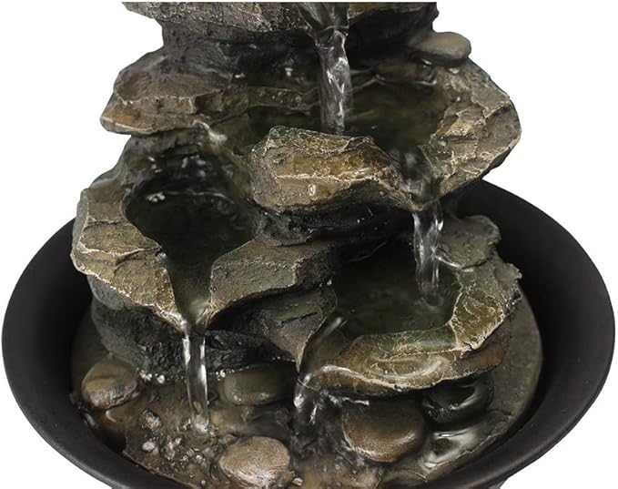 Spinning Orb Rock Cascading Tabletop Fountain, Zen Meditation Indoor Waterfall Feature with LED Light for Home Office Bedroom Relaxation