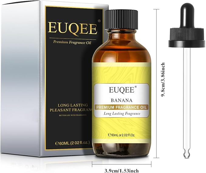 EUQEE 2.02 Fl oz Banana Fragrance Oil, Premium Fragrance Essential Oil with Glass Dropper for Diffuser, Soap Candle Making - 60ml - Bloomnest