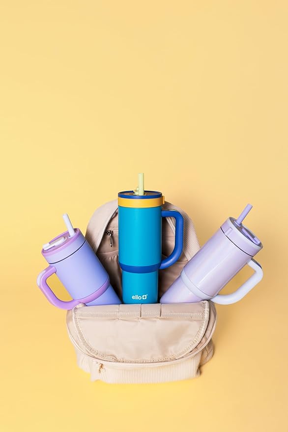 Ello Oasis 18oz Kids Tumbler with Handle & Retracting Straw, 100% Leakproof Reusable Insulated Stainless Steel Cup, Gifts for Teens Girls Boys, Keeps cold for 18 Hours, Cup Holder Friendly, Glacier - Bloomnest