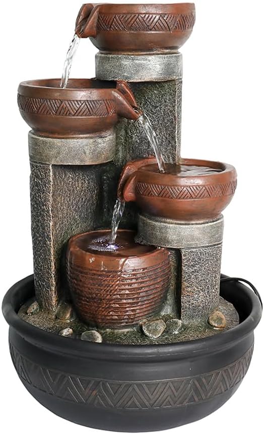 15.7''H Relaxation Desktop Waterfall Fountain Decor Portable Tabletop Waterfall Fountains,Indoor Waterfall Feature with LED Light for Home Office Bedroom