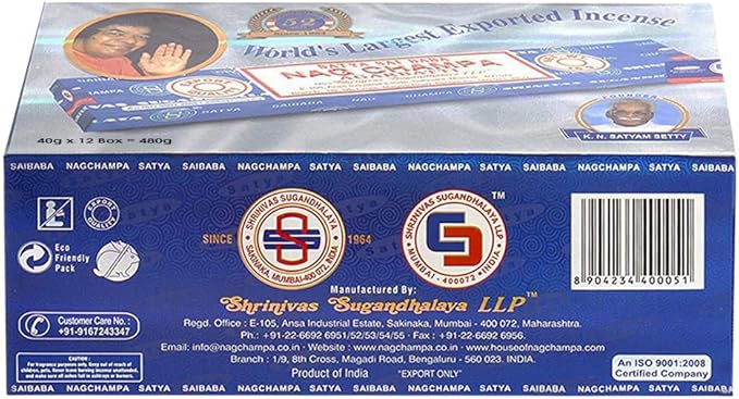 Nag Champa Incense Sticks 40g x 12 and Incense Stick Holder Bundle Insence Insense Satya Incense - Bloomnest