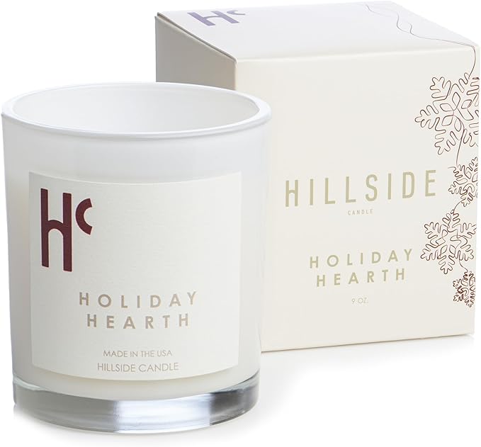 Holiday Hearth Single Wick Soy Candles, Luxury Scented Candles for Home - Up to 60 Hour Burn Time, Cruelty-Free Soy Wax Blend - Frosted Sugar Plum & Cinnamon Fragrance (9 oz) - Bloomnest