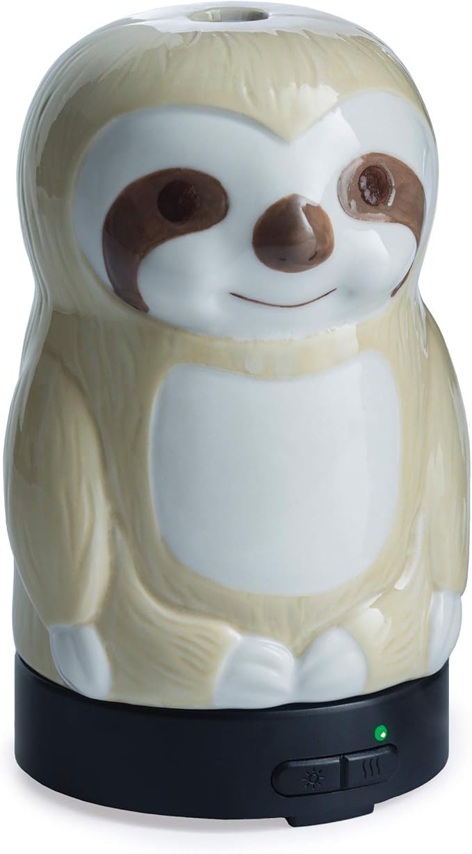 Airome Sloth Medium Essential Oil Diffuser|100 mL Humidifying Ultrasonic Aromatherapy Diffuser 8 Colorful LED Lights, Intermittent & Continual Mist, Auto Shut-Off Airom%C3%A9