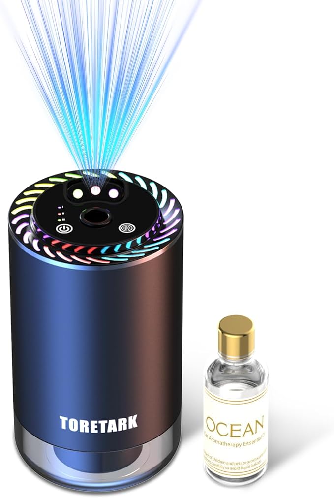 Birthday Gifts for Dad, Smart Car Air Freshener with Star Light & 50ml Diffusers Oil Refills, Auto On/Off Aroma Diffuser, Car Gift for Boyfriend - Car Diffuser(Ocean) Birthday Gifts for Husband - Bloomnest