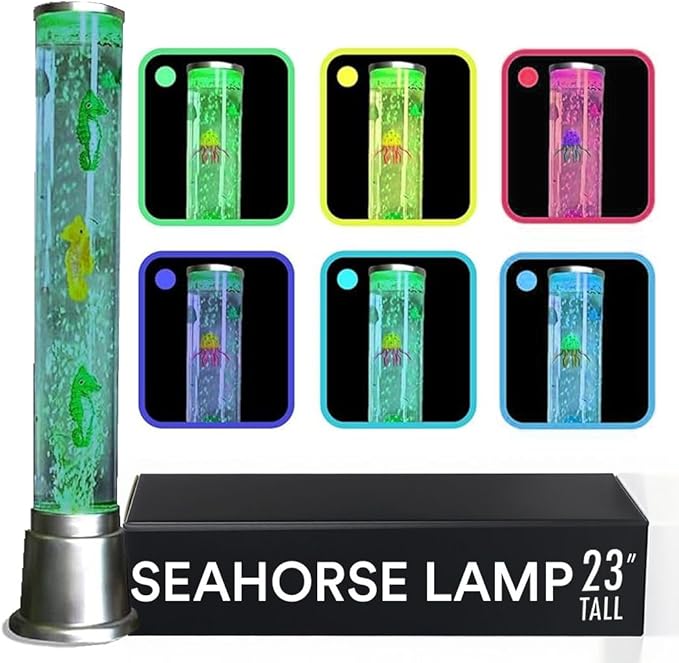 Shop LC Seahorse Bubble Lights Lamp with 6LED Automatic Color Changing Night Light with Moving Fake Fish Tank Tower Sensory Tubes Fish Lamp for Home Decorations Christmas Gifts 1.9FT - Bloomnest