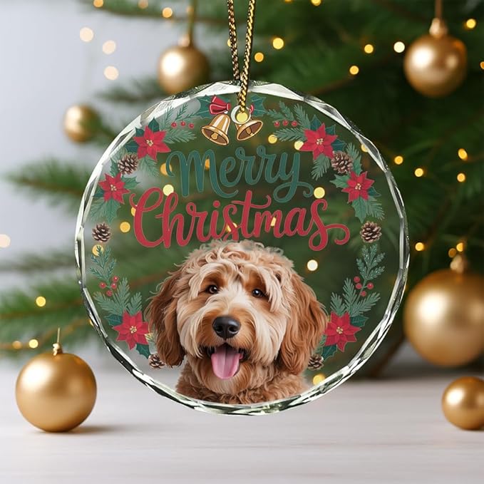 Golden Doodle Glass Ornament – Handcrafted Hanging Decoration, Elegant Keepsake with Unique Golden Doodle Design, for Home, Holiday Tree, or Special Occasion - Bloomnest