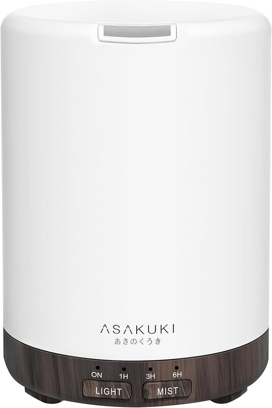 ASAKUKI 300ML Essential Oil Diffuser, Quiet 5-in-1 Premium Humidifier, Home Fragrance Aroma Diffuser with 7 LED Color Changing Light and Auto-Off Switch -Dark Brown - Bloomnest