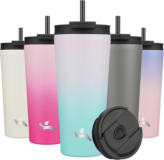 22 OZ Insulated Tumbler with Lid and 2 Straws Stainless Steel Water Bottle Vacuum Travel Mug Coffee Cup,Lavender Green - Bloomnest