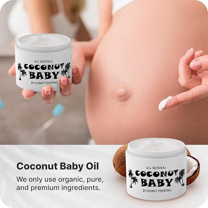 Coconut Essentials Coconut Baby Oil - Natural & Organic Moisturizer, Hair Oil for Cradle Cap Treatment, Newborn Sensitive Skin, Eczema & Psoriasis Relief, Unscented, Sunflower & GrapeSeed 4 floz - Bloomnest