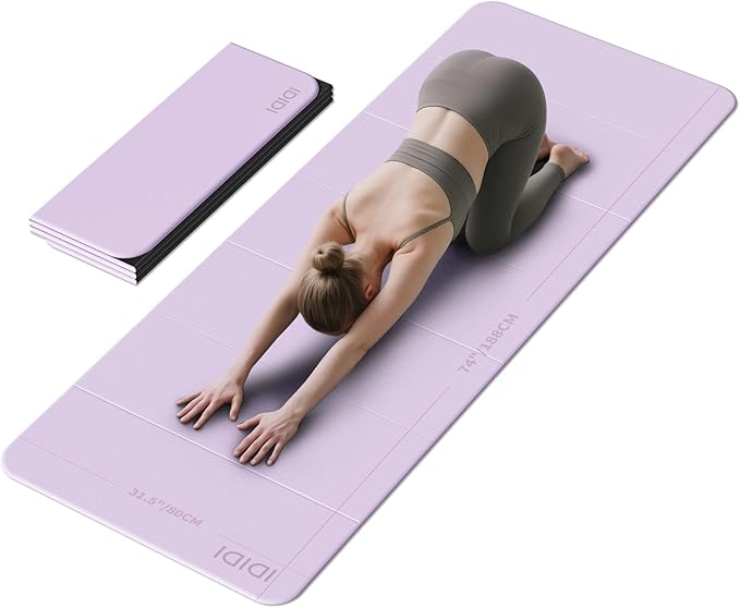 8mm Extra Thick & Large Foldable Yoga & Fitness Mat(74" x 31.5" x 0.32"), Double-Sided Non Slip & Lightweight Pilates Mat, Thick Wide Exercise Mats for Woman Man Kids, Portable Workout Mats for Travel, Studio or Home Use - Bloomnest