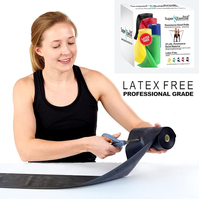 Resistance Band for Working Out - 8,16,24 Yard Resistance Bands Bulk Rolls - 10 Strengths in Light Medium and Heavy Exercise Bands - Latex Free Workout Bands Including iPhone App and e-Book - Bloomnest