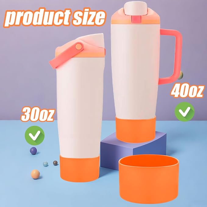 Mity rain 2PCS Protective Silicone Boots for Owala 30oz & 40oz FreeSip Sway Bottles & Tumblers - Accessories for owala, Enhances Stability & Prevents Scratches (Orange) Mityrain