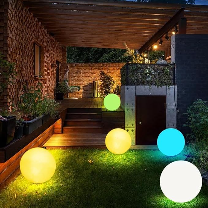 LED Night Light Ball Globe Lamp with Remote 8 Inch 16 RGB Colors Dimmable Mood Lights Rechargeable Outdoor Globe Light for Patio Nursery or Home Decor IP65 Waterproof Ball Light - Bloomnest