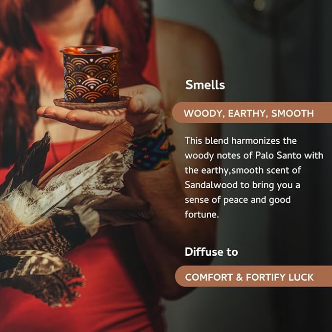 Palo Santo & Sandalwood Smokeless Incense Bricks & Taj Burner | 2 x 9 Bricks | Aromatherapy | Smudging | Made with Essential Oils | Natural Air fresheners for Home | Spiritual Meditation Accessories