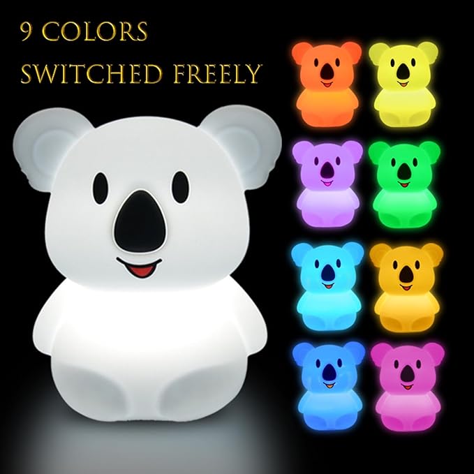 Night Light for Kids Koala Multicolor Bedside Lamp Room Decor Lamp Children NightLights Decorative Light - Eye Caring, Adjustable Brightness & Color, Time Setting, Holiday Gift - Medium - Bloomnest