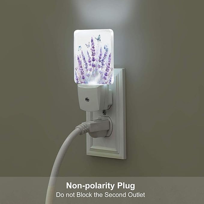 Led Night Light, Lanvender Butterfly Decorative Plug in Nightlights,with Smart Auto Dusk to Dawn Night Light for Bedroom, Kitchen, Nursery, Bathroom - Bloomnest