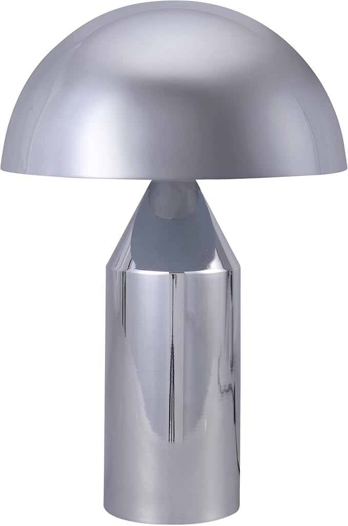 Brightech Venus 14" Globe Table Lamp – Modern Mid-Century Lamp with Golden Metal Shade – Nightstand, Bedside, Desk & Accent Table Lighting for Bedroom, Living Room & Office Décor - Chrome/Silver - Bloomnest