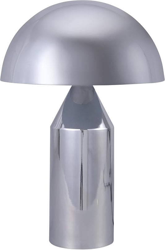 Brightech Venus 14" Globe Table Lamp – Modern Mid-Century Lamp with Golden Metal Shade – Nightstand, Bedside, Desk & Accent Table Lighting for Bedroom, Living Room & Office Décor - Chrome/Silver - Bloomnest