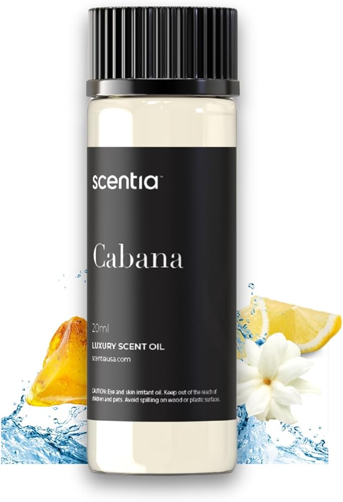 Scentia Hotel Diffuser Oil Inspired by 5-Star Hotel Scent - 20 mL 0.67 fl oz - Fragrance Oil Blend Botanical Jasmine, Bergamot & Fresh Marine Notes for Aromatherapy Diffusers - Cabana - Bloomnest