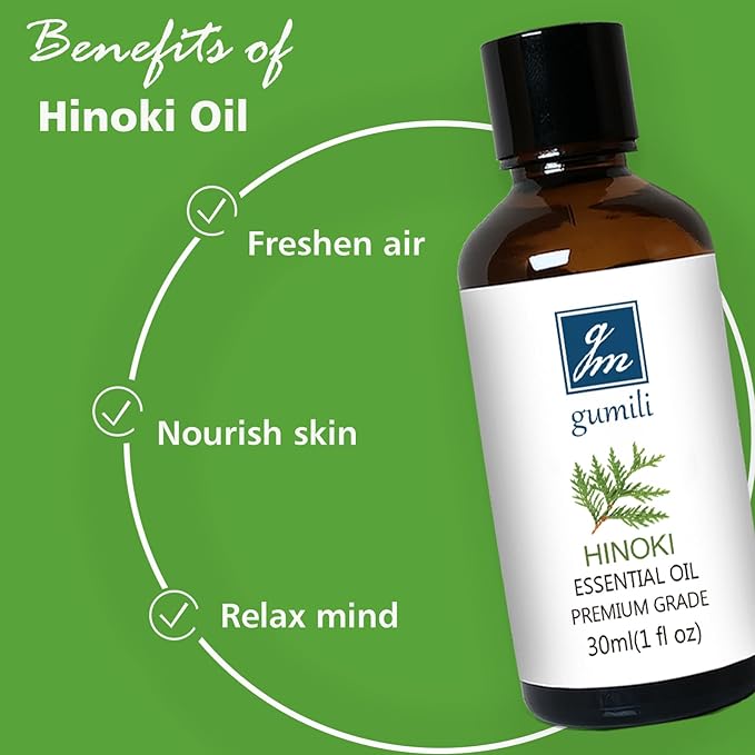 Hinoki Essential Oil 1 Oz – 100% Pure Natural Hinoki Oil for Diffuser, Skin, Hair, Massage & DIY, Refreshing Woodsy Aroma - Bloomnest