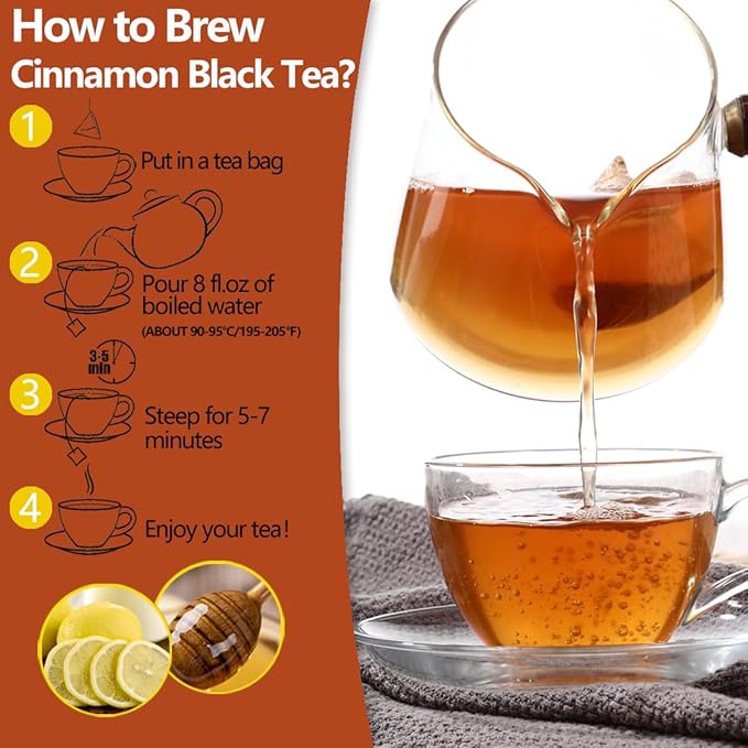 Premium 100 Cinnamon Black Tea Bags,Made with Natural Ceylon Cinnamon & Ceylon Black Tea, 100% No Artificial Flavors & No Additives. - Bloomnest